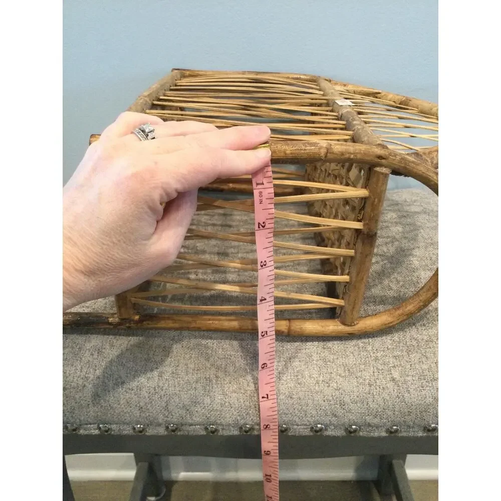 Vintage Wicker Bamboo Wall Shelf Towel Bar Boho Decor Bathroom Organizer Rustic